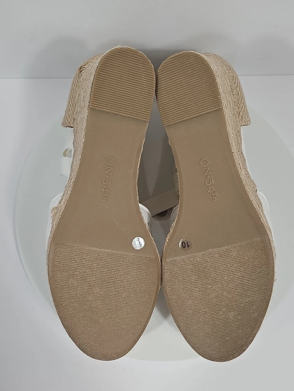 NIB On 34th Melindaa Eyelet Espadrille Wedge Lace Up Sandals White 10 Neutral